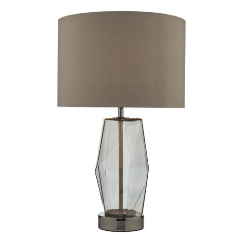 Dar Lighting Mubina Black Chrome Smoked Glass Touch Table Lamp With Shade