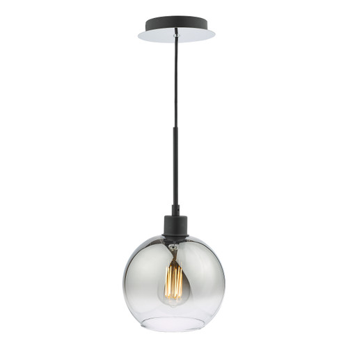 Dar Lighting Lycia Matt Black Ombre Smoked Glass 1 Light Single Pendant