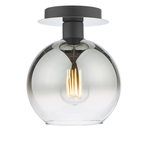 Dar Lighting Lycia Matt Black Ombre Smoked Glass 1 Light Semi Flush