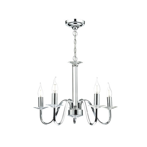 Dar Lighting Dar  PIQ0550 Pique 5 Light Polished Chrome Chandelier 