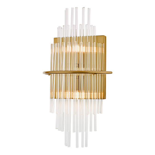 Dar Lighting Lukas Antique Gold Glass 2 Light Wall Light
