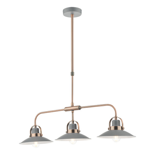 Dar Lighting Liden Graphite Copper 3 Light Bar Pendant