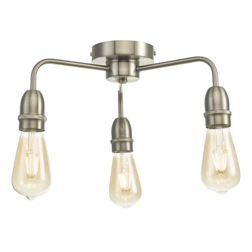 Dar Lighting Kiefer Satin Chrome 3 Light Flush