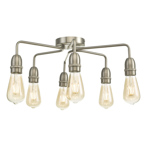 Dar Lighting Kiefer Satin Chrome 6 Light Flush