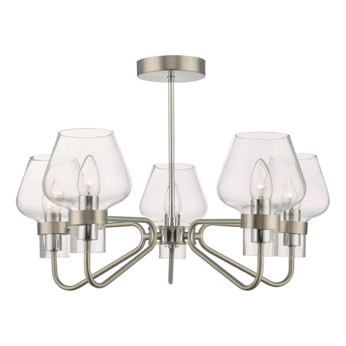 Dar Lighting Keta Satin Chrome and Polished Chrome 5 Light Semi Flush