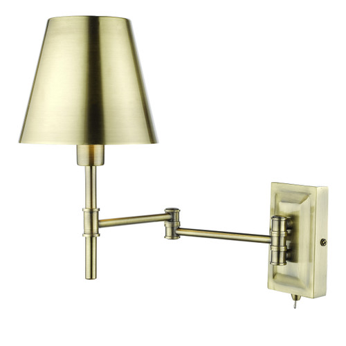 Dar Lighting Kensington Antique Brass 1 Light Swing Arm Wall Light