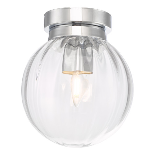 Dar Lighting Kavi Polished Chrome Glass IP44 Bathroom Flush