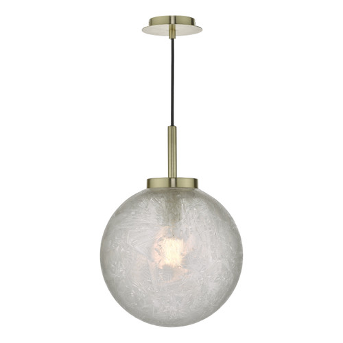 Dar Lighting Avari Satin Brass 1 Light Pendant With Clear Frosted Glass