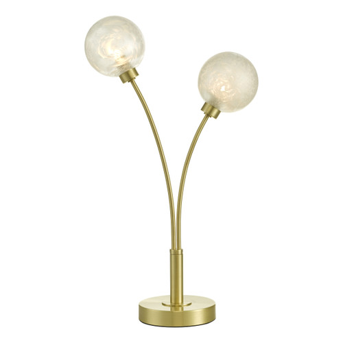 Dar Lighting Avari Satin Brass 2 Light Table Lamp With Clear Frosted Glass