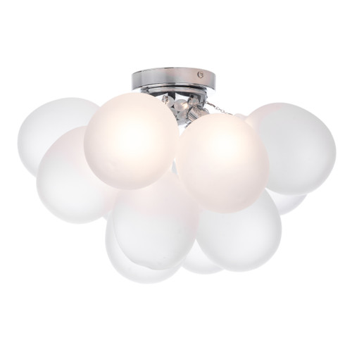 Dar Lighting Bubbles Polished Chrome 4 Light Flush With Frosted Glass