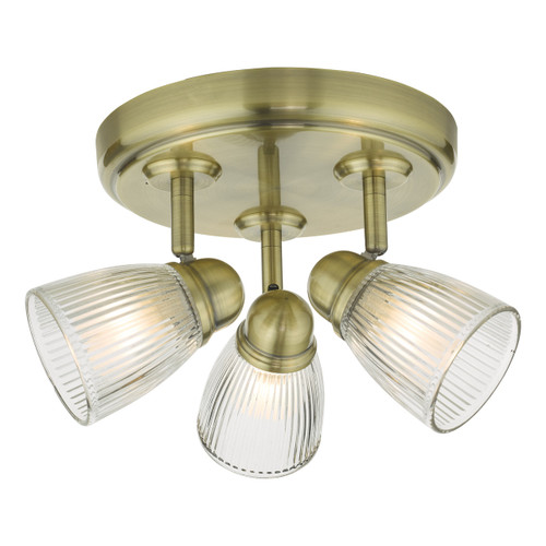 Dar Lighting Cedric Antique Brass Bathroom 3 Light Spotlight Glass IP44
