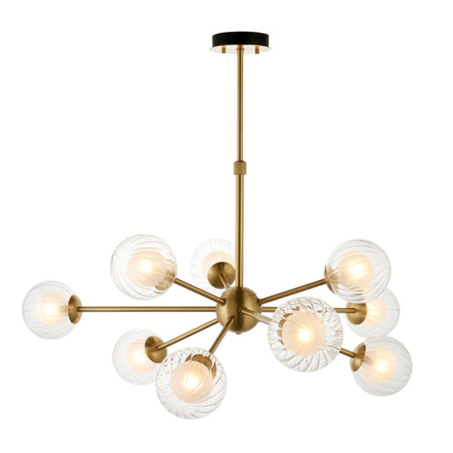 Empathic Lighting Merlin 9 Arm Light In Satin Brass And Matt Black 