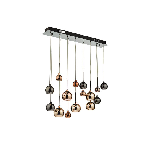 Dar Lighting Dar  AUR6264 Aurelia 15 Light Black Chrome Ceiling Pendant 