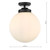 Dar Lighting Alrik Matt Black And Opal Glass Bathroom Flush IP44