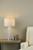 Dar Lighting Lazio Polished Chrome Silver Rod Table Lamp With Faux Silk Shade