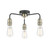 Dar Lighting Kiefer Black and Antique Brass 3 Light Flush