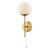 Dar Lighting Bombazine Natural Brass Wall Light With Opal Glass Globe Shade