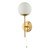 Dar Lighting Bombazine Natural Brass Wall Light With Opal Glass Globe Shade