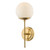 Dar Lighting Bombazine Natural Brass Wall Light With Opal Glass Globe Shade