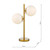 Dar Lighting Bombazine Natural Brass 2 Light Table Lamp With Opal Glass Globe Shades