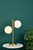 Dar Lighting Bombazine Natural Brass 2 Light Table Lamp With Opal Glass Globe Shades