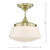 Dar Lighting Caden Antique Brass Bathroom Semi Flush With Opal Glass IP44