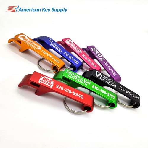 Laser Engraved Personalized BOTTLE OPENER KEYCHAINS—Fast, No Setup, No Min