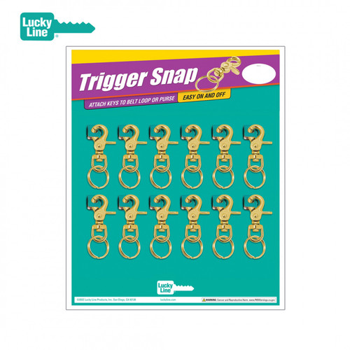 Solid Brass Trigger Snap Key Chains—12/Card (LUCKY LINE)