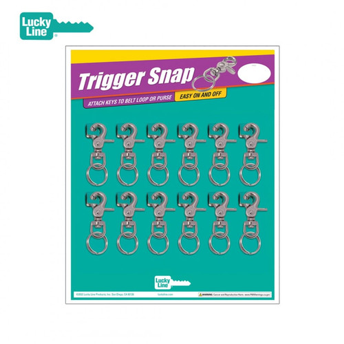 Nickel plated Zinc Trigger Snap Key Chains—12/Card (LUCKY LINE)