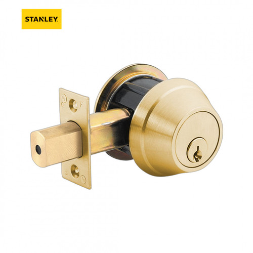 Double Cylinder GRADE 1 Deadbolt—SC—2-3/4"-Polished BRASS (STANLEY)