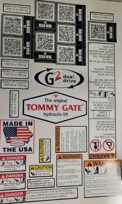 Tommy Gate Complete Decal Kit (1000 Series)