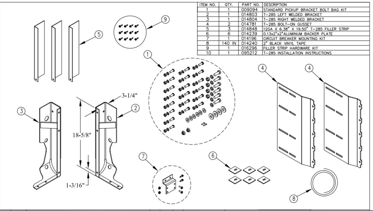 Tommy Gate Mounting Kit , (T-285)  2017-2023 Ford Super Duty Series