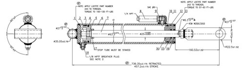 Eaglelift Cylinder, EDL-2, 63 Bore x 457.2 Stroke (OLD PN: 2905002)