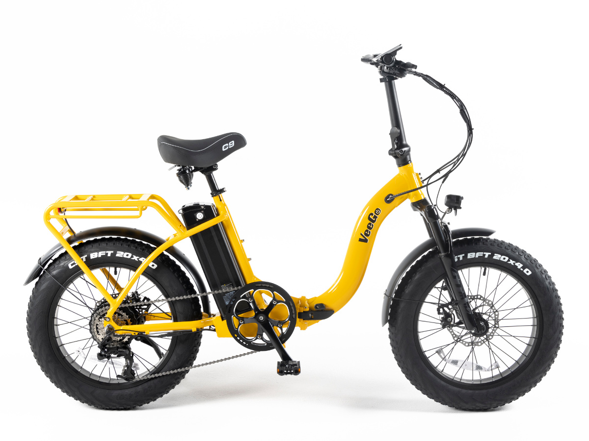 Fat Tire Electric Bike in Stunning Yellow - Wheelie World