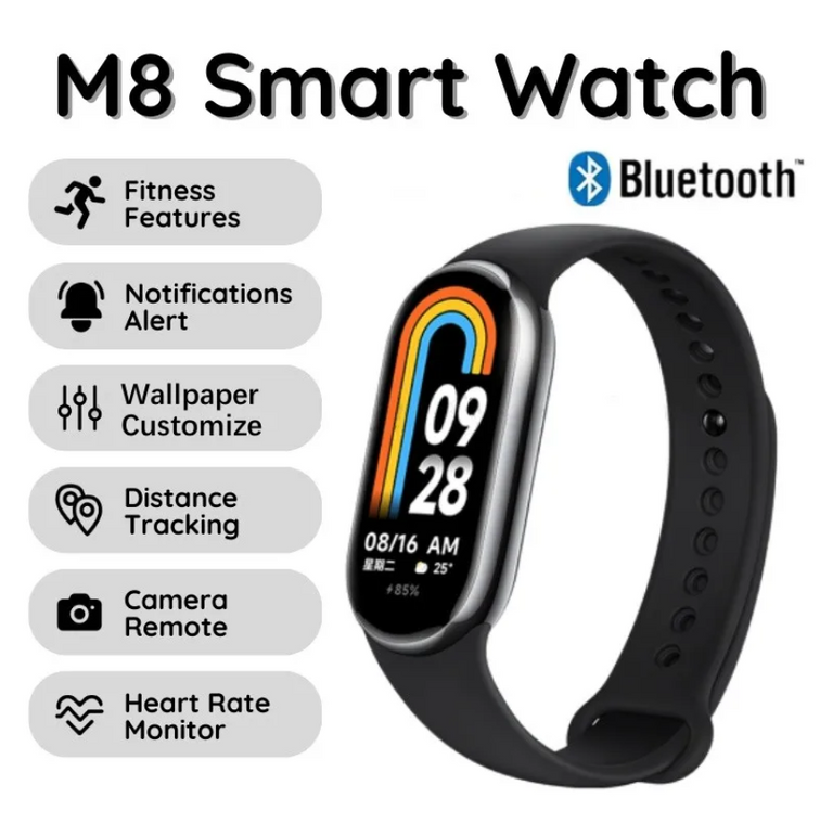 Waterproof M8 Smart Watch Heart Rate Blood Pressure Smart Band Fitness Tracker