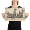 Plate 1: Ship of Hercules (Barcha del Hercole), with dragon-headed prow and Hercules on platform behind oarsmen and standing soldiers, from the series 'The magnificent pageant on the river Arno in Flo