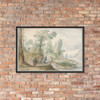 A Wooded River Landscape with a Church and Figures - Hendrick Avercamp - ca. 1613 - Photo Paper Framed Poster Museum quality 7723979