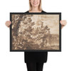 Wooded Landscape with a Tower - Anonymous, French, 17th century - 17th century - Matte Paper Framed Poster Museum quality 7746284