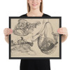 Seven hunting horns in three groupings - Wenceslaus Hollar - 1647 - Photo Paper Framed Poster Museum quality 7739001