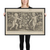 Two Genii with a Cat and a Rat - Nicolaes de Bruyn - 1594 - Photo Paper Framed Poster Museum quality 7747752