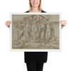 Design for a Frieze with Central Cartouche Containing Medici Arms with Papal Tiara - Anonymous, Italian, second half of the 16th century - 1550–99 - Matte Paper Framed Poster Museum quality 7741089