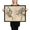 Two deformed heads facing inwards - Wenceslaus Hollar - 1645 - Photo Paper Framed Poster Museum quality 7741485