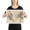 Two deformed heads facing inwards - Wenceslaus Hollar - 1645 - Photo Paper Framed Poster Museum quality 7741485