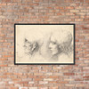 Three profile heads, one in outline only - Wenceslaus Hollar - 1644–52 - Matte Paper Framed Poster Museum quality 7741225