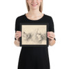 Three profile heads, one in outline only - Wenceslaus Hollar - 1644–52 - Matte Paper Framed Poster Museum quality 7741225