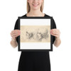 Three profile heads, one in outline only - Wenceslaus Hollar - 1644–52 - Matte Paper Framed Poster Museum quality 7741225