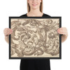 Horizontal Panel Design with a Female Figure and Two Fantastical Creatures Interspersed between Acanthus Rinceaux - Anonymous, Italian, Venetian, 17th century - 17th century (first half) - Photo Paper Framed Poster Museum quality 7705447