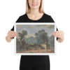 Park Landscape with Strolling Figures - Anonymous, French, 19th century - 19th century - Photo Paper Framed Poster Museum quality 7746353