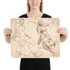 Seated Female Nude and Dancing Female Figure - Francesco Allegrini - 1624–63 - Paper Poster Museum quality 7797485