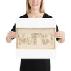 Design for a Painted Wall Decoration, with Figures in a Landscape with Classical Ruins - Anonymous, Italian, first half of the 18th century - 18th century - Paper Poster Museum quality 7796699
